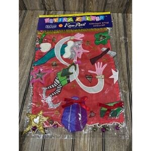 New Karen Rossi Santa's Workshop Garden Flag Hand Crafted 13" x 18"